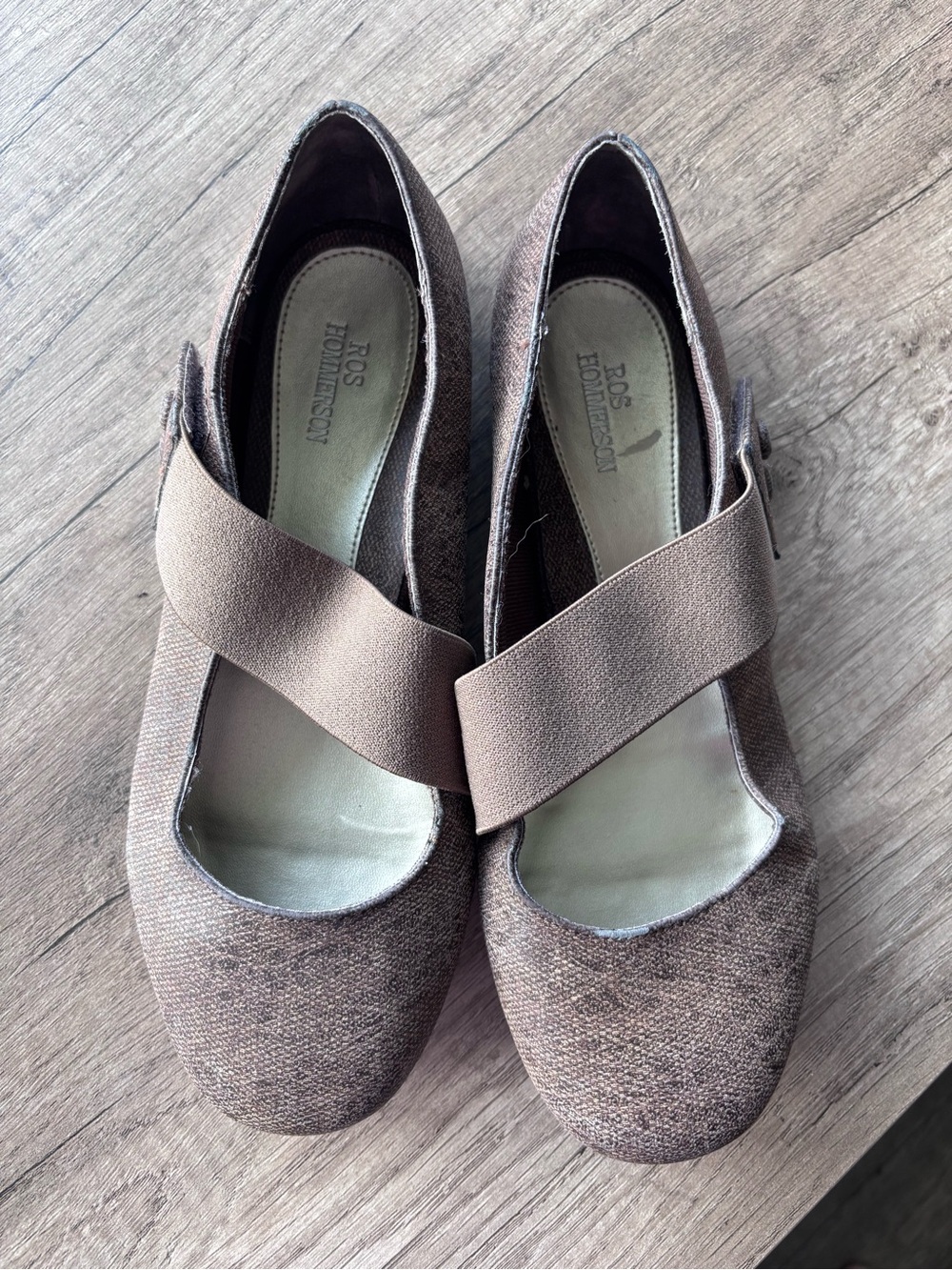 Ros Hommerson Taupe Crossover Strap Flats